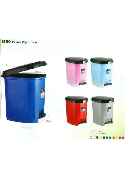 Çöp Kovası Plastik Kapaklı Pedallı 20 Lt 1580