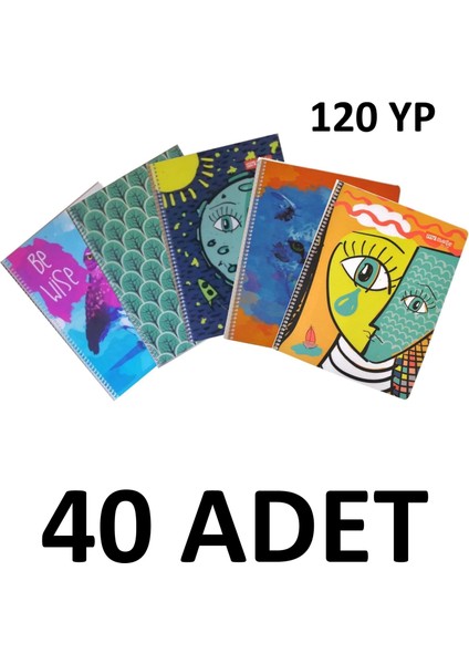 40 Adet Flex Up Spiralli 120 Yaprak Çizgili Defter