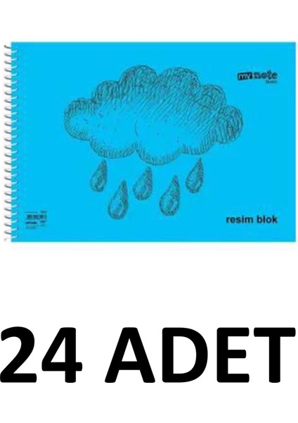24 Adet Büyük Boy 35X50 cm Resim Defteri 30 Yaprak Plastik Kapak Spiralli Karışık Renk