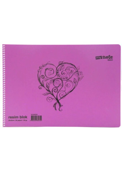 24 Adet Büyük Boy 35X50 cm Resim Defteri 30 Yaprak Plastik Kapak Spiralli Karışık Renk