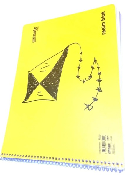 24 Adet Büyük Boy 35X50 cm Resim Defteri 30 Yaprak Plastik Kapak Spiralli Karışık Renk