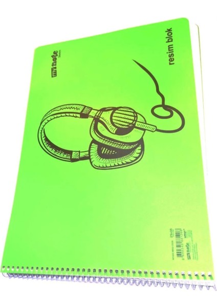24 Adet Büyük Boy 35X50 cm Resim Defteri 30 Yaprak Plastik Kapak Spiralli Karışık Renk