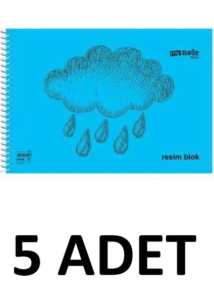 5 Adet Büyük Boy 35X50 cm Resim Defteri 30 Yaprak Plastik Kapak Spiralli Karışık Renk