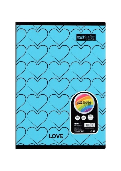 A4 Mynote Text Neon Mavi 60 Yaprak Çizgili Defter