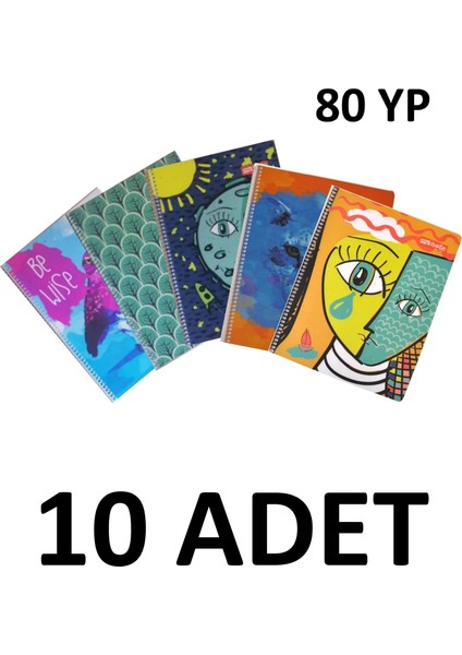 10 Adet Flex Up Spiralli 80 Yaprak Kareli Defter