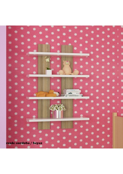 Dort Raflı Duvar Unitesi Ofis Dort Lu Kitaplık Salon Duvar Rafı