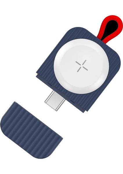 W26 Apple Watch Magsafe Taşınabilir USB Şarj Cihazı Mavi ( Type-C)