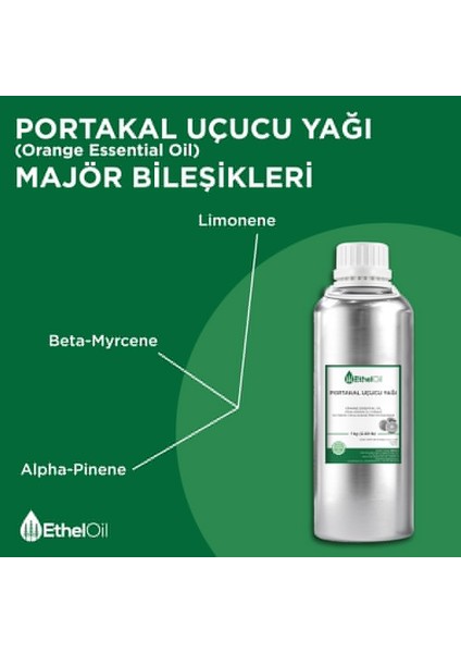 Portakal Uçucu Yağı - Etheloil - 1 kg - %100 Saf ve Doğal Uçucu Yağ - Üretici Firma, Yüksek Kalite - Orange Essential Oil - Citrus Sinensis (L.) Osbeck