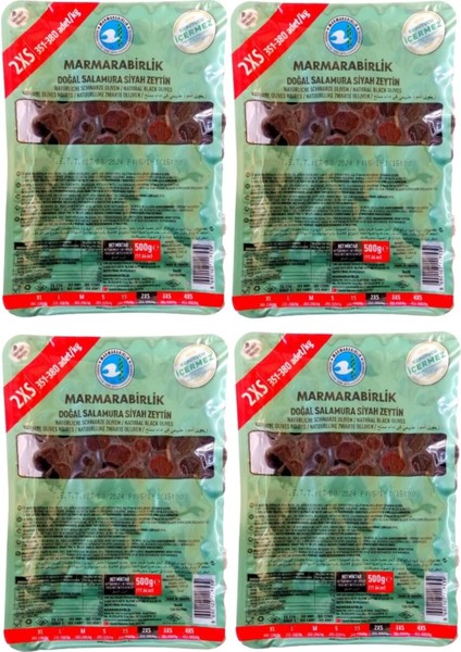 2xs Elit Salamura Siyah Zeytin 351-380 500 gr Vakumlu x 4