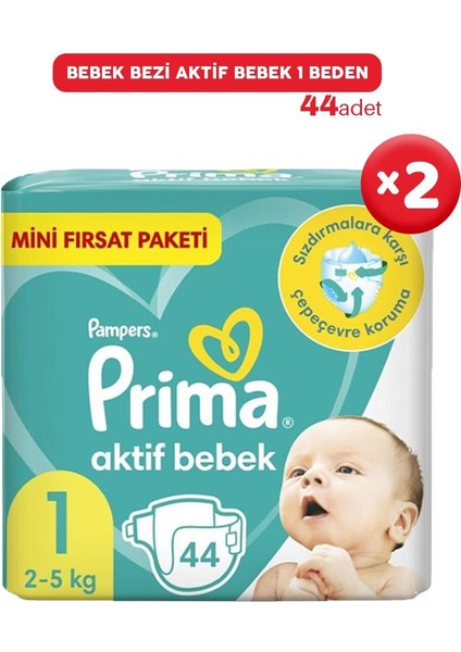 Bebek Bezi Aktif Bebek 1 Beden 44 Adet x 2