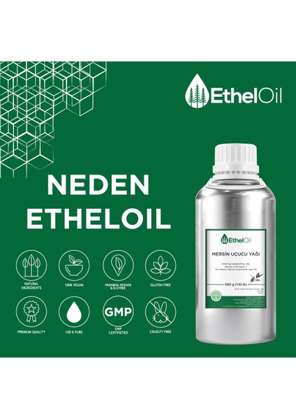 Mersin Uçucu Yağı - Etheloil - 500 gr - %100 Saf ve Doğal Uçucu Yağ - Üretici Firma, Yüksek Kalite, Toptan Satış - Myrtle Essential Oil - Myrtus Communisl.