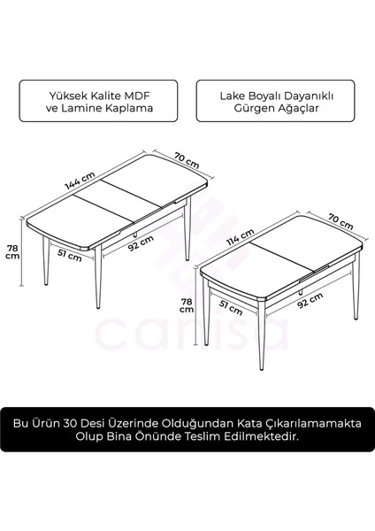 Concept Nef Serisi 70X114 Açılabilir Mdf Mutfak Masası modelleri