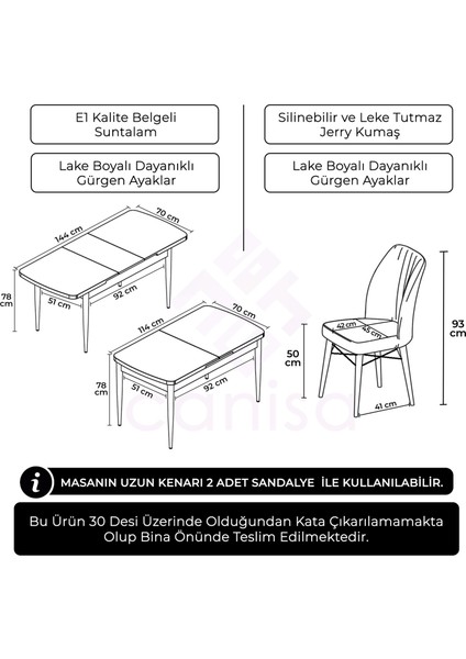 Concept Fer Serisi 70X114 Açılabilir Siyah Mermer Desen Mutfak Masa Takımı 6 Sandalye indirimleri