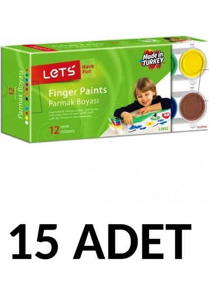 15 Adet 12 Renk x 25 ml Parmak Boya