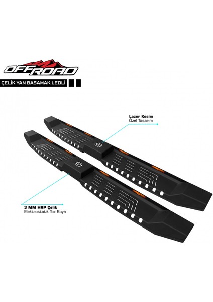 Off Road Mitsubishi L200 5 Çelik Yan Basamak 195 cm Ledli V2 2015-2019