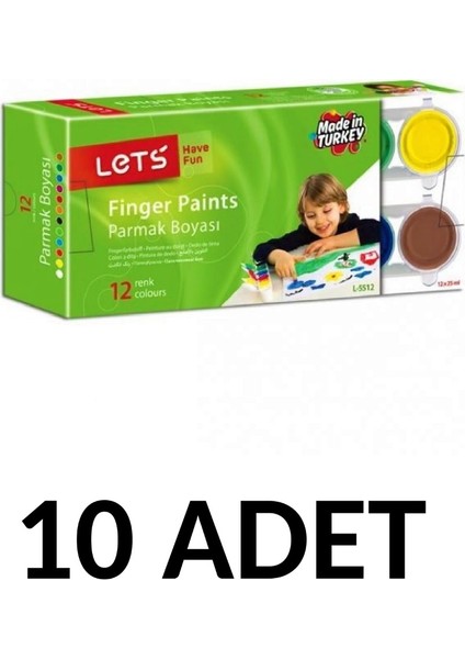 10 Adet 12 Renk x 25 ml Parmak Boya