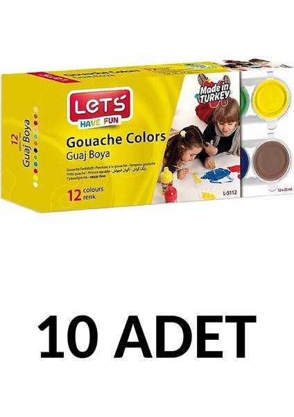 10 Adet 12 Renk x 25 ml Guaj Boya