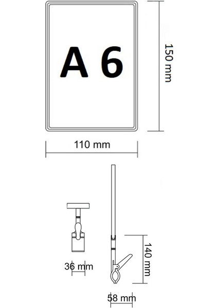 5 Adet A6 Mandallı Raf Etiketi Sepet Etiketi Çerçeveli Etiketlik Eşek Askılık Etiketi