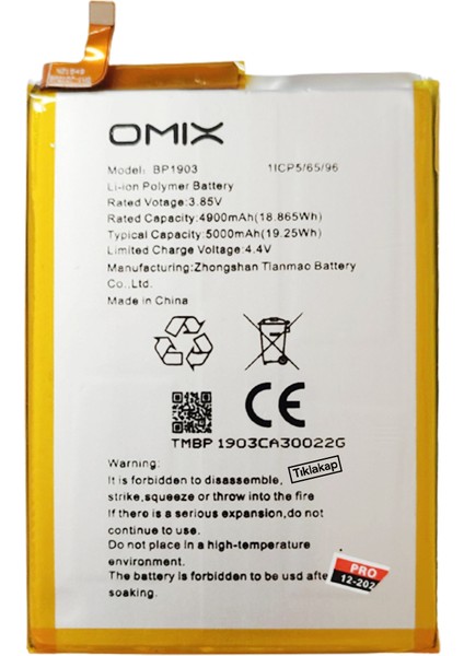 Omıx X700 BP1903 Batarya Pil