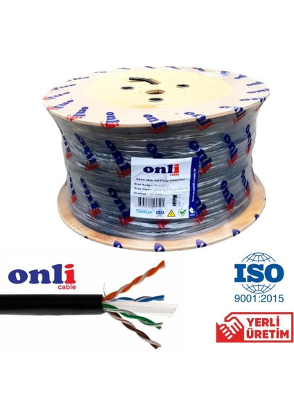 Onli 23AWG Pe Dış Ortam Cat6 Outdoor Kablo 305MT Siyah