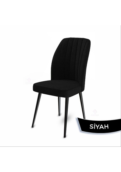 Concept Mun Serisi, 80X132 Açılabilir Mdf Siyah Mermer Desen Mutfak Masası Takımı 6 Sandalye