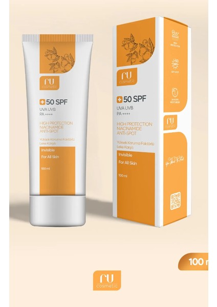 50SPF Leke Karşıtı Nemlendiricili Yüksek Korumalı Nıacınamıde Tüm Ciltler İçin Güneş Kremi 100 ml RU8946 fiyatları