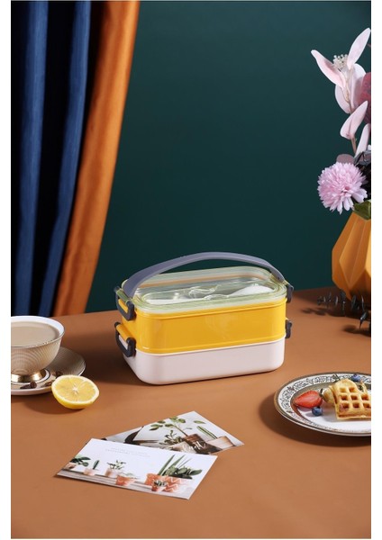 Bento Lunch Box Ofis-Okul Için Yeni Nesil Sefer Tası Taşınabilir Yemek Kutusu Çelik Ff462