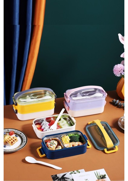 Bento Lunch Box Ofis-Okul Için Yeni Nesil Sefer Tası Taşınabilir Yemek Kutusu Çelik Ff462 indirimleri
