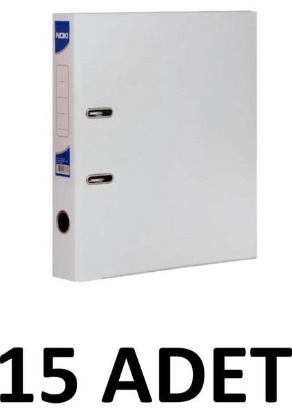 15 Adet Beyaz Dar Plastik Klasör