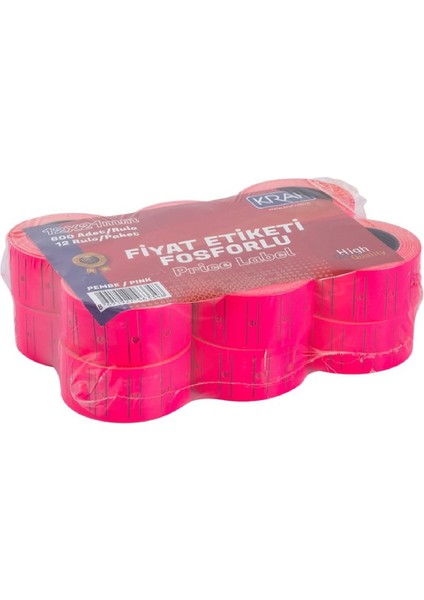 36 Adet 12X21 Motex Fosforlu Pembe Etiketi