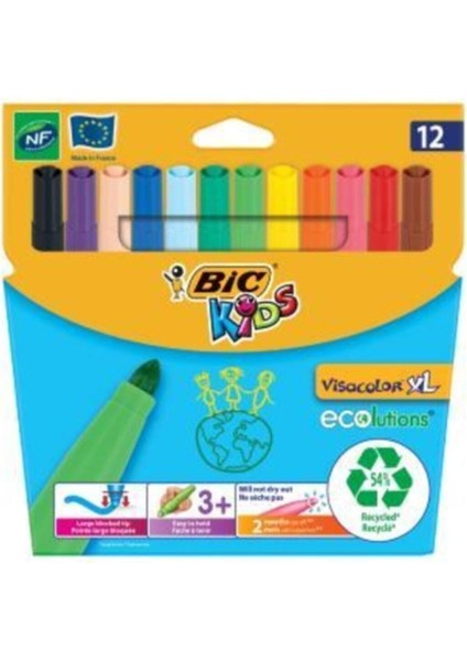 Kids Visacolor Xl Ecolutions Colouring Jumbo Keçeli Kalem 12 Li