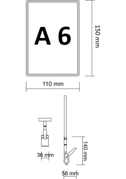 5 Adet A6 Mandallı Raf Etiketi Sepet Etiketi Çerçeveli Etiketlik Eşek Askılık Etiketi