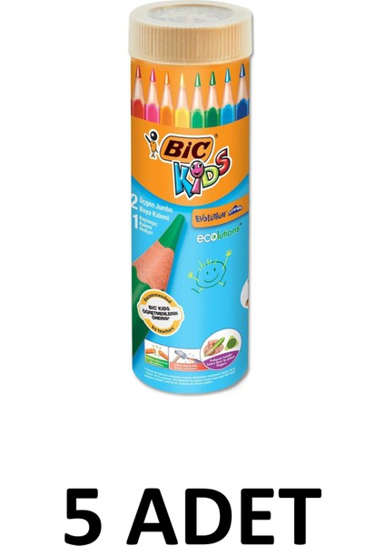 5 Adet Kids Evolution Triangle Üçgen Jumbo Boya Kalemi 12+1 Renk Metal Tüp