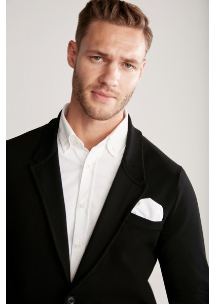 Siyah Giza Pamuk Triko Blazer Ceket modelleri