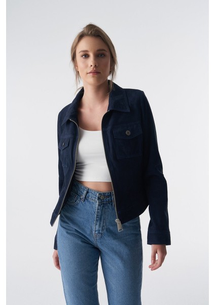 Kadın Lacivert Denim Süet Ceket fiyatları