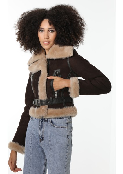 Kadın Kahverengi Kısa Süet Ceket modelleri