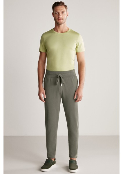 Bağcıklı Haki Slim Fit Triko Pantolon fiyatları