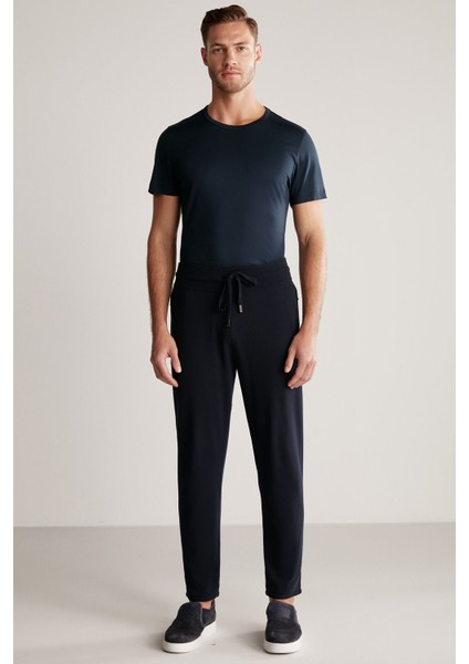 Bağcıklı Lacivert Slim Fit Triko Pantolon fiyatları