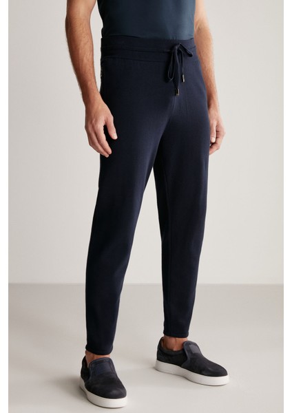 Bağcıklı Lacivert Slim Fit Triko Pantolon modelleri