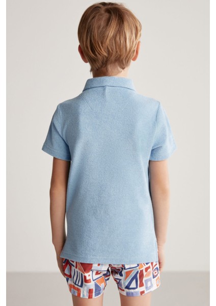 Açık Mavi Havlu Kumaş Polo Yaka Çocuk T-Shirt indirimleri