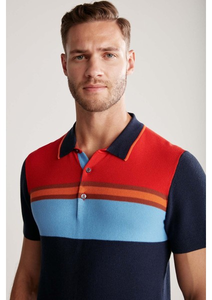 Çizgi Desenli Lacivert Triko Polo fiyatları