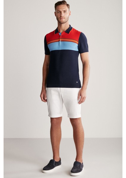 Çizgi Desenli Lacivert Triko Polo modelleri