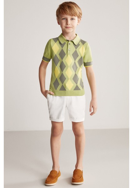 Yeşil Baklava Desen Çocuk Triko Polo fırsatları