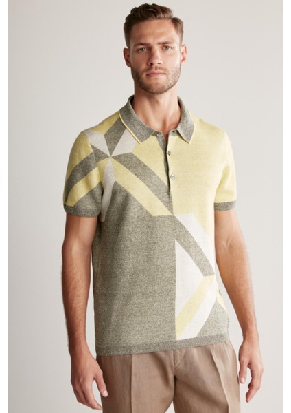 Keten Pamuk Karışımlı Yeşil Triko Polo