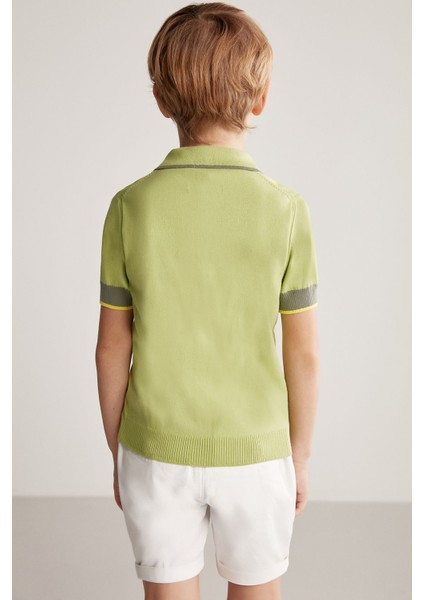 Yeşil Baklava Desen Çocuk Triko Polo indirimleri