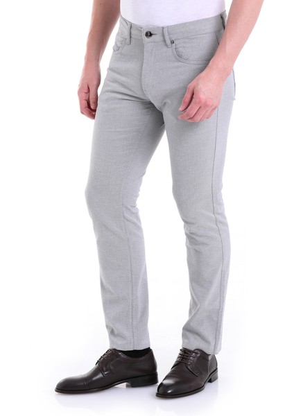 Gri D. Desenli Regular Fit 5 Cep Kanvas Pantolon
