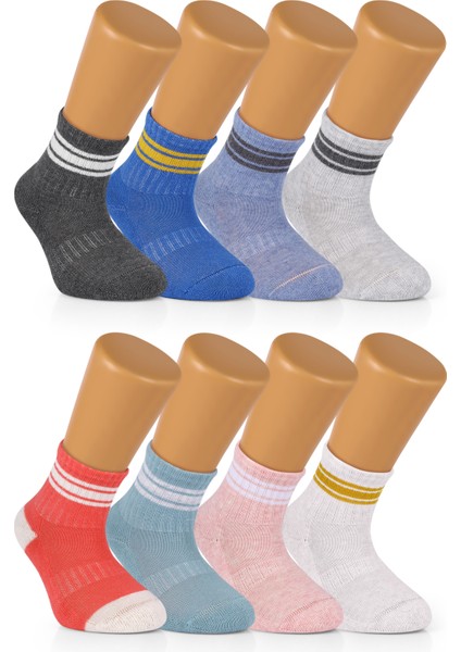 8 Çift Pamuklu Bebek Çocuk Çizgili Soket Çorap