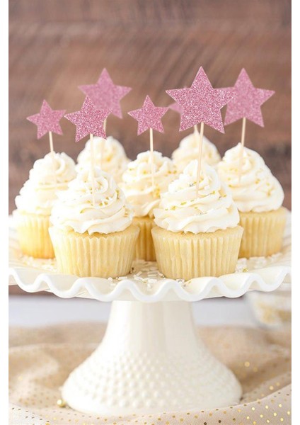 Pembe Happy Birthday Yıldız Pasta Süsü fiyatları