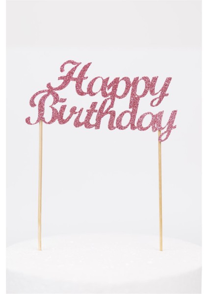Pembe Happy Birthday Yıldız Pasta Süsü modelleri