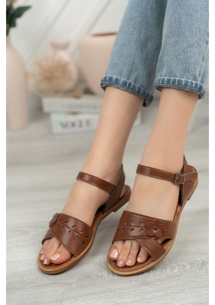 Papatya Model Taba Kadın Sandalet
